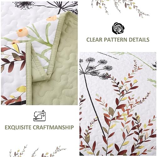 Dobuyly Botanical Floral Quilt Set King Size