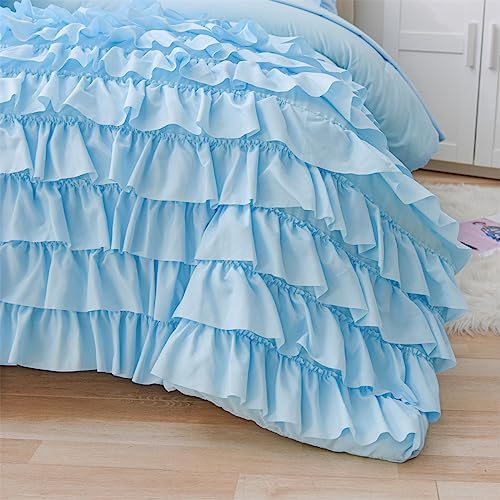 Holawakaka Light Blue Waterfall Ruffle Comforter Set