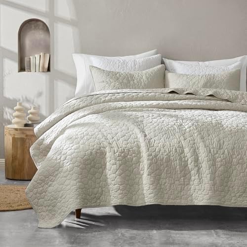 RSHARE 100 Cotton Quilt Bedding Set Queen Size Beige