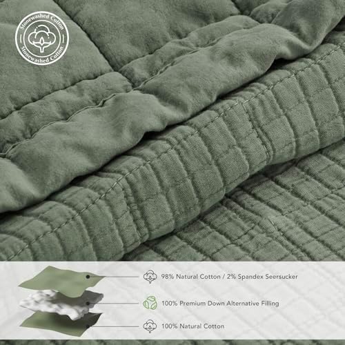 EVERGRACEHOME Stonewashed Cotton Quilt Set Full Queen