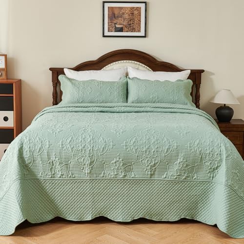 EVENHUG Quilt Set King Size Sage Green 120x128