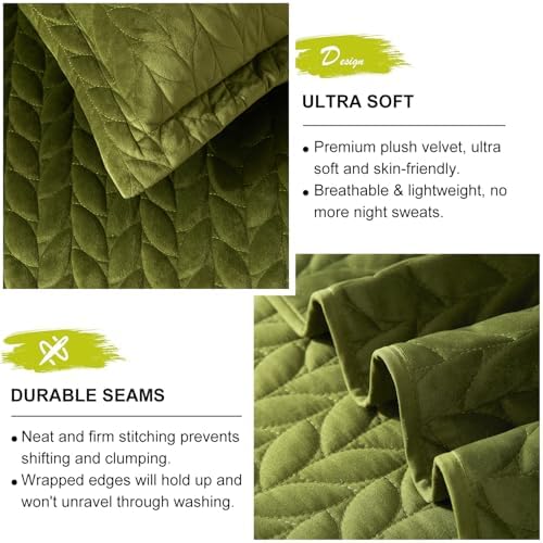 Ivellow Velvet Quilt Set Queen Size 3Pcs Luxury Comforter Bedspread