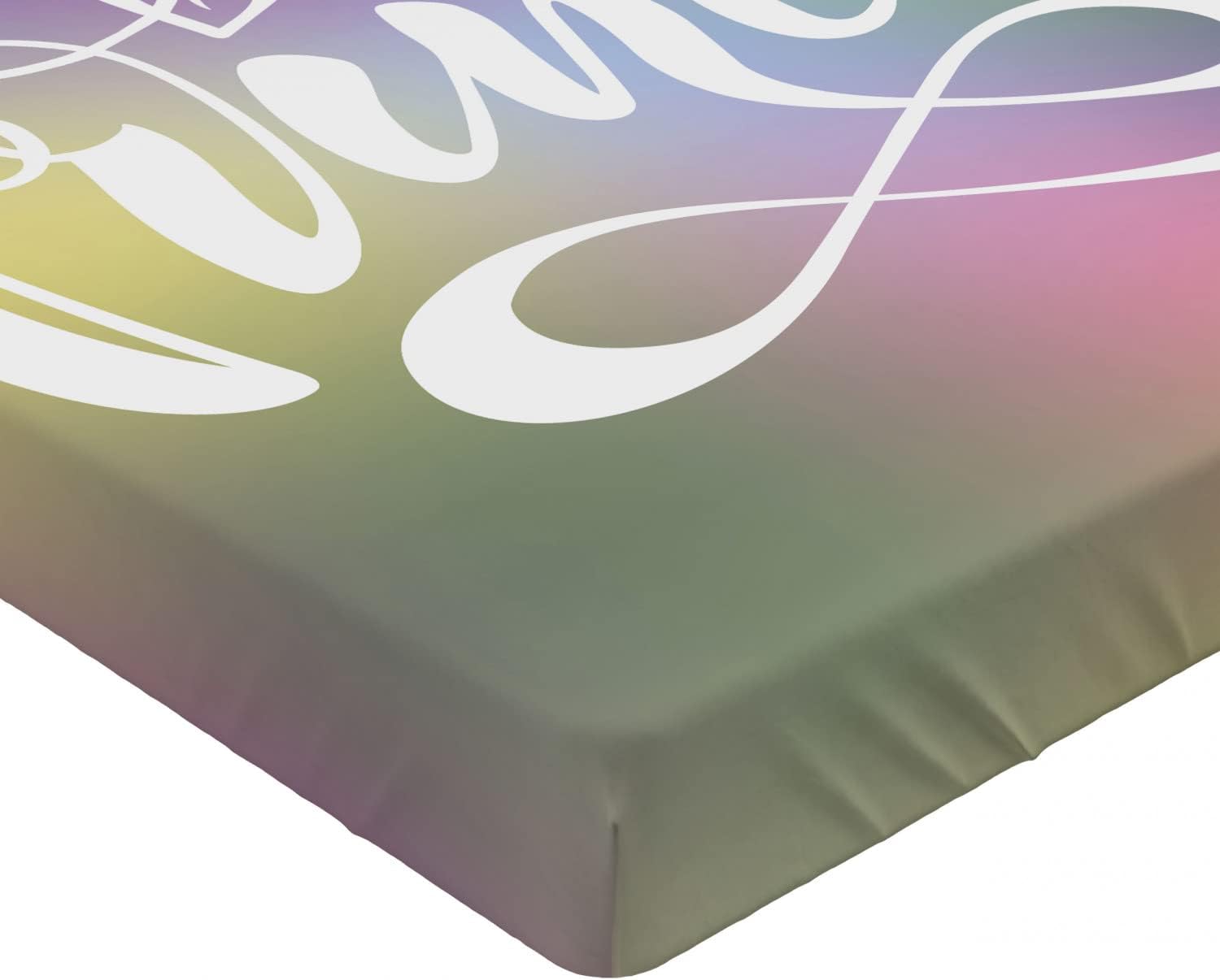 Ambesonne Girl Slogan Fitted Sheet Multicolor