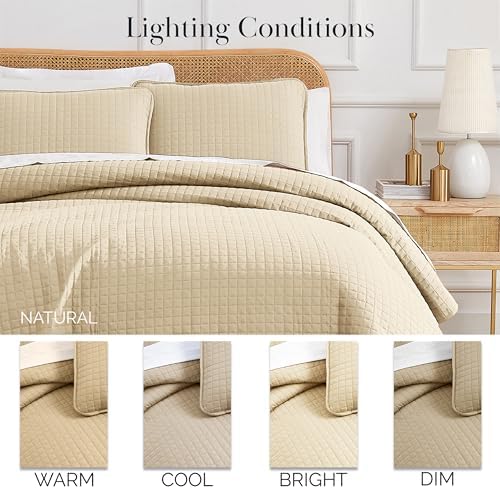 Southshore Fine Living Beige Quilt Set with Pillow Shams