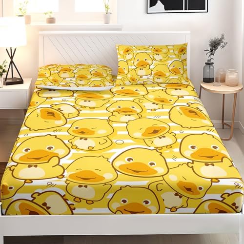 AILONEN Kawaii Duck Fitted Sheet Set Twin XL 1