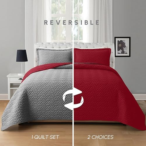Elegant Comfort Reversible Quilt Set - Queen 3-Piece with Pillow Shams