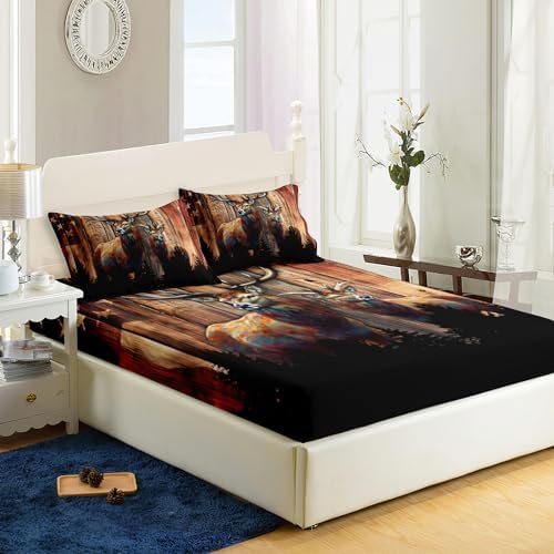 AILONEN Deer Fitted Sheet Set Twin XL Size 3 Pieces