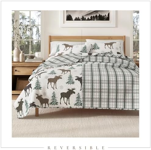 Great Bay Home Moose Chocolate Quilt Set TwinTwin XL