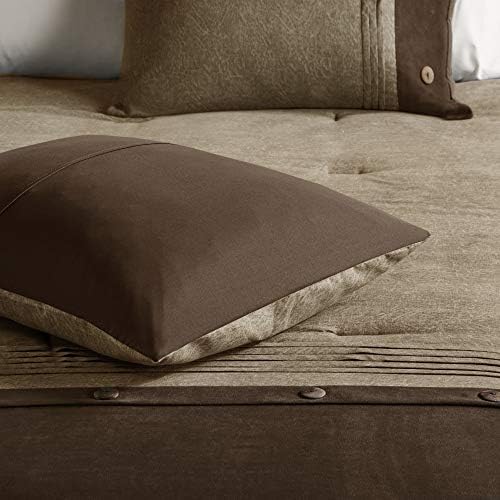 Madison Park Boone Cozy Comforter Set Faux Suede Rustic Brown 7 Piece