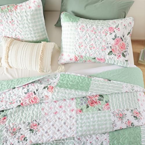 YIKUSH Queen Size Floral Quilt Set 3 Pieces 1