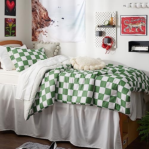 Bedsure Checkered Comforter Set for Boys Twin Extra Long 2 Pieces