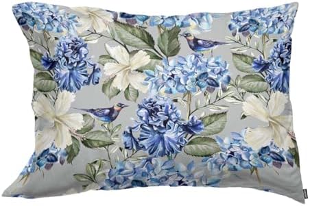 Blue White Flowers Pillow Cover 20x26 inch