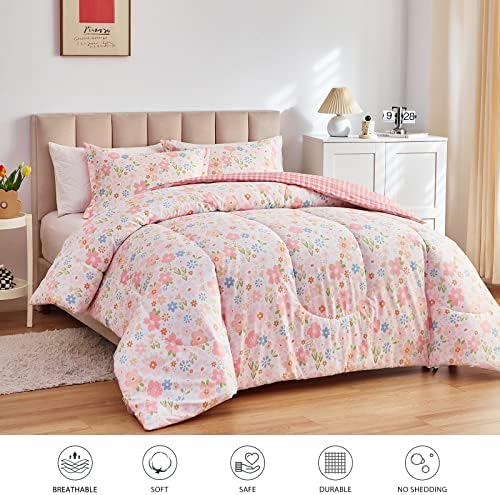Joyreap 3pcs Floral Cotton Comforter Set for Girls