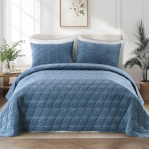 KASENTEX Velvet Queen Quilt Set with 2 Pillow Shams