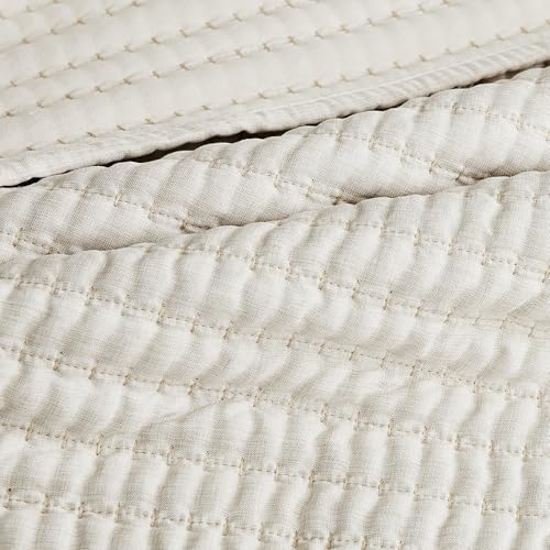 WDCOZY Beige Stripe Twin Quilt Set with Pick Stitch 1
