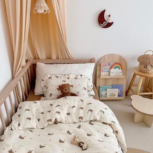 AOJIM Kids Duvet Cover with Little Bee and Brown Bear 47X59