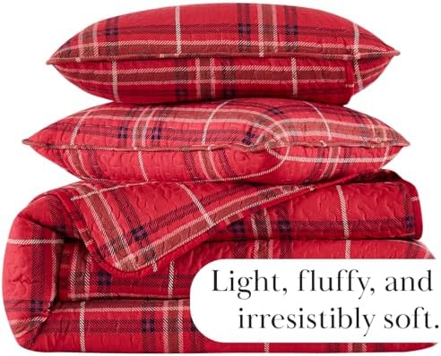 Southshore Fine Living Inc Red Plaid King Quilt Set