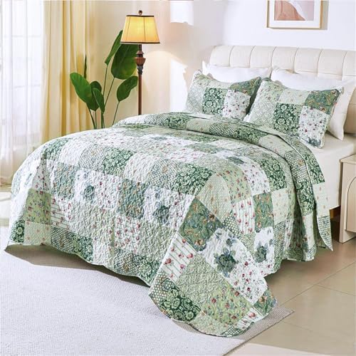 Cmfshape Patchwork Quilt Set King Size Green