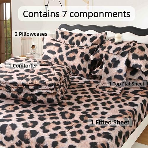 SDY 7PCS Leopard Comforter Set Queen