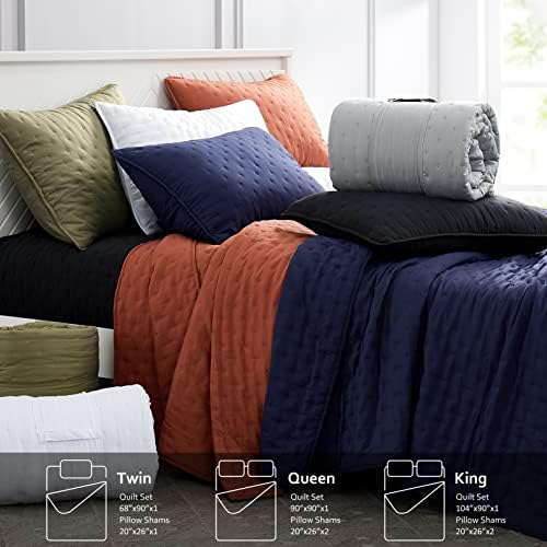 ROARINGWILD Black Twin Quilt Set with Pillow Sham 68x90 Inches