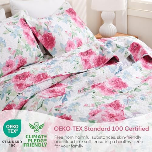 JSD Rose Floral Quilt Set Twin Size 2 PC 1