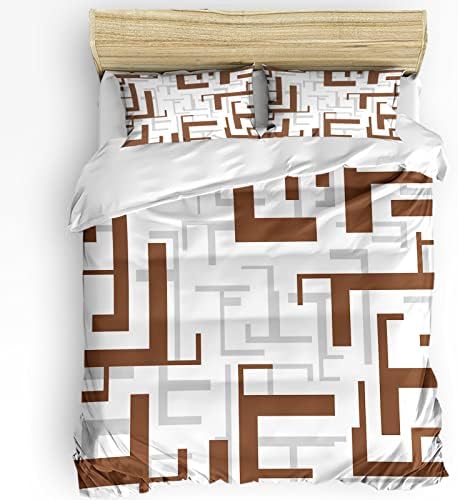 Sabolny Queen Size Modern Brown Duvet Cover Set