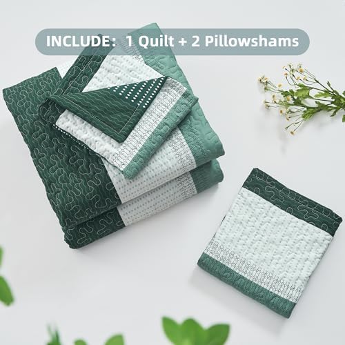 Andency Emerald Green Quilt Set 3-Piece Queen Size