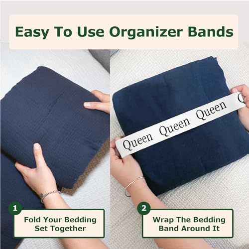 ECOHomes Bed Sheet Organizer with Size Labels 2PC Queen White