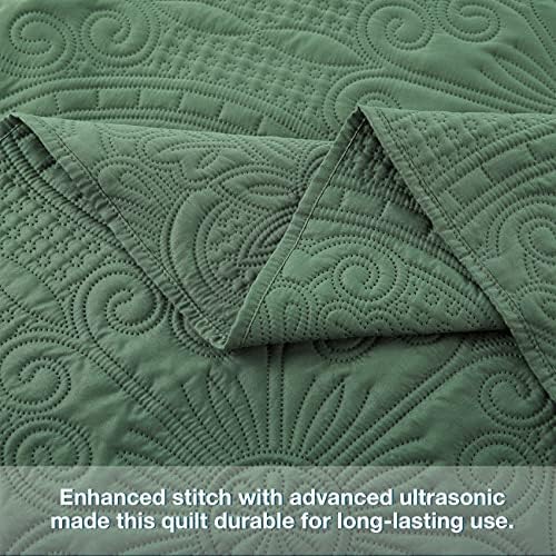 Anluoer Quilt Set Olive Green Embossed