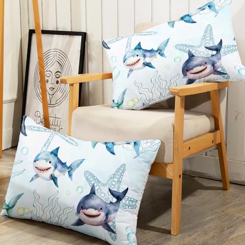 AILONEN Shark Fitted Sheet Set Twin XL - Ocean Blue Starfish