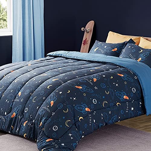 SLEEP ZONE Space Rocket Kids Comforter Set