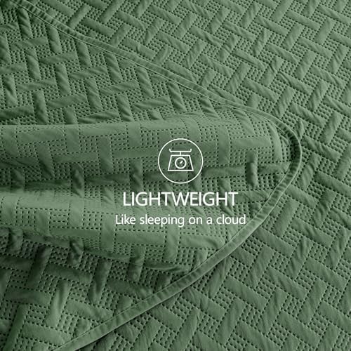 FLYMME Olive Green Twin Quilt Bedding Set