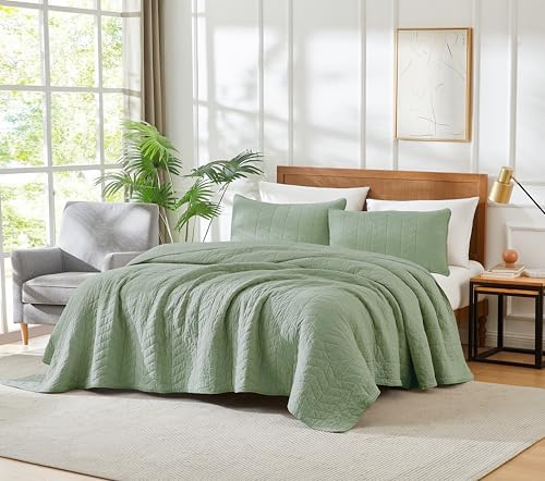palassio Sage Green Cotton Quilt California Cal King Set