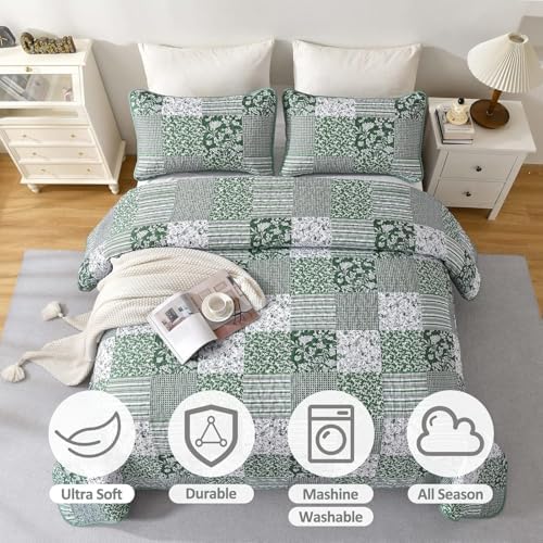Mybedsoul Green Quilt Set Twin Size 2pcs
