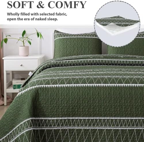 Andency Green Quilt Set California King 3Pcs