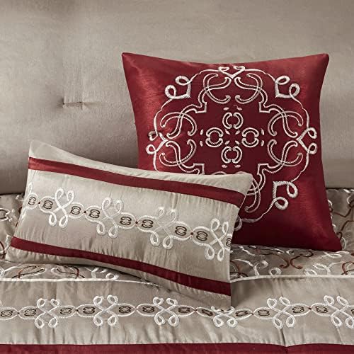 Madison Park Essentials Jelena Faux Silk Comforter Set 24 Piece Queen Red