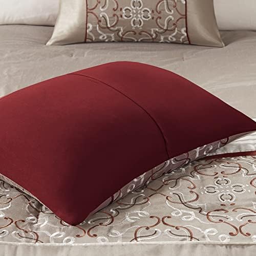 Madison Park Essentials Jelena Faux Silk Comforter Set 24 Piece Queen Red
