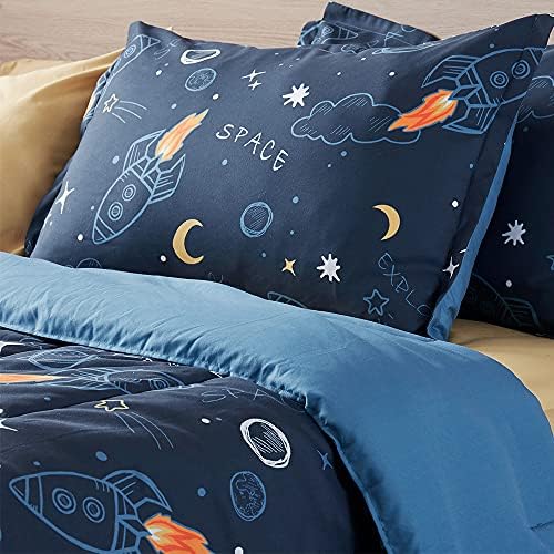 SLEEP ZONE Space Rocket Kids Comforter Set