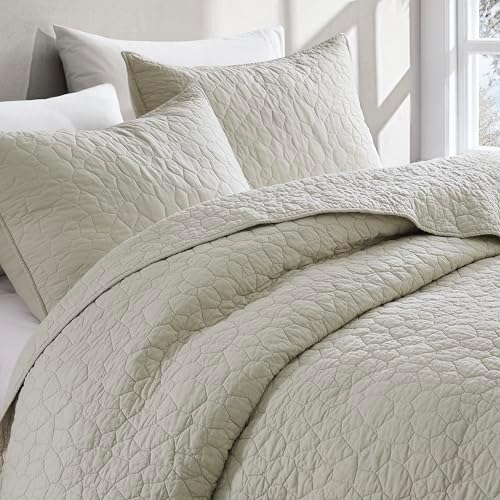 RSHARE 100 Cotton Quilt Bedding Set Queen Size Beige