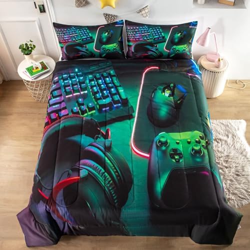 GRAT TIOC Gamer Comforter Set for Teen Boys 3 Piece