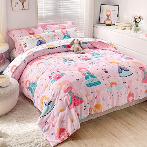 Wajade Kids Pink Princess Comforter Set Bed in a Bag