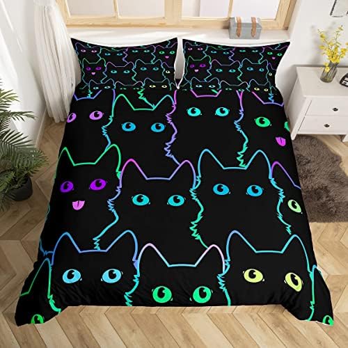 Feelyou Cartoon Cat Duvet Cover Set 3Pcs