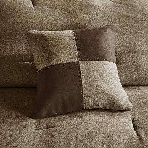 Madison Park Boone Cozy Comforter Set Faux Suede Rustic Brown 7 Piece