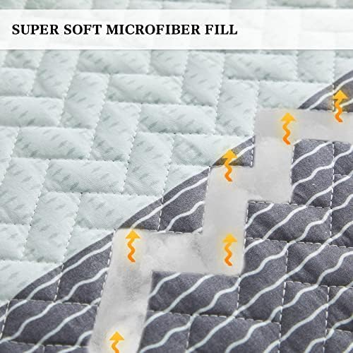 Flysheep Boho Striped Quilt Set Queen Size 3 Pcs Reversible Bedspread