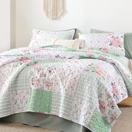 YIKUSH Queen Size Floral Quilt Set 3 Pieces 1
