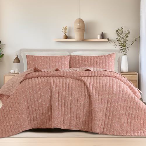 Wonderful Reversible Cotton Gauze Quilt Set Queen Size