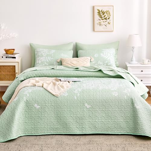 Wake In Cloud Floral Quilt Set King Size 3 Pieces