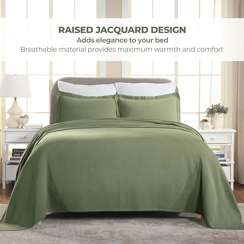 Superior Paisley Cotton Bedspread Set King Size Sage