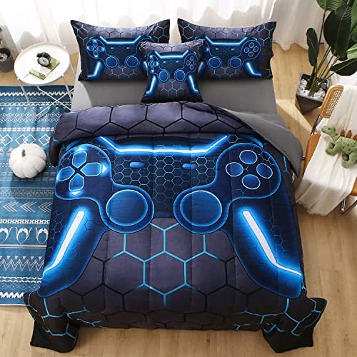 JQinHome Twin Gamer Comforter Set for Boys