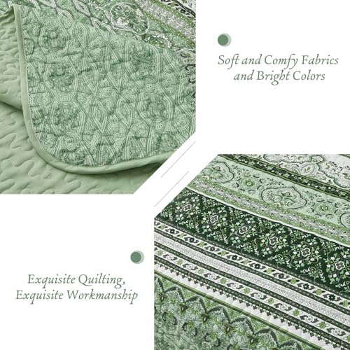 WONGS BEDDING Boho King Quilt Set 103x90 3 Pieces